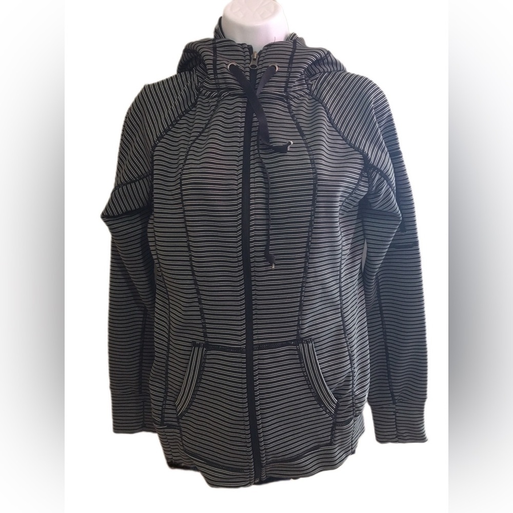 Black and Gray Striped Hoodie